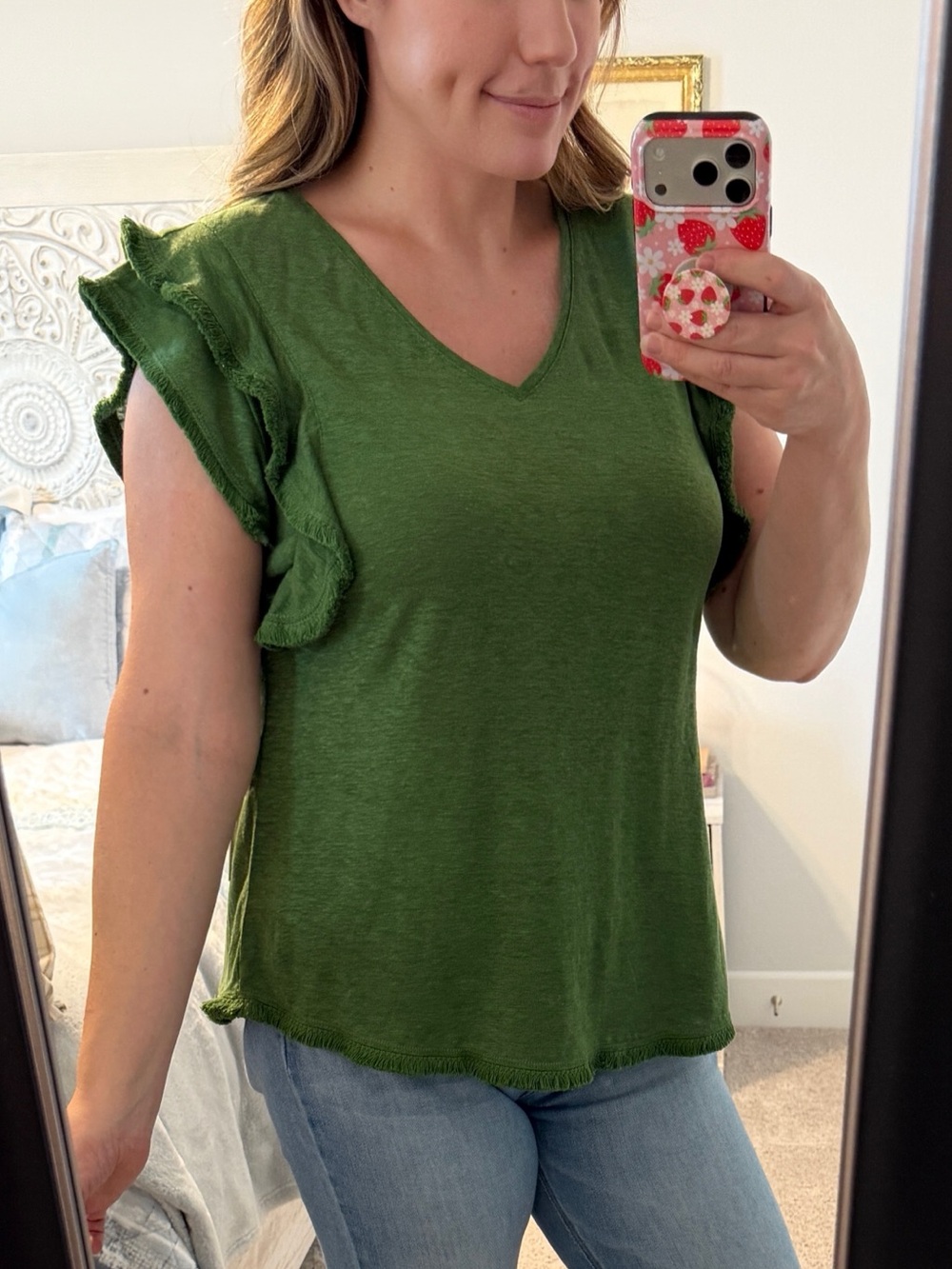 Chico's flutter sleeve linen blouse